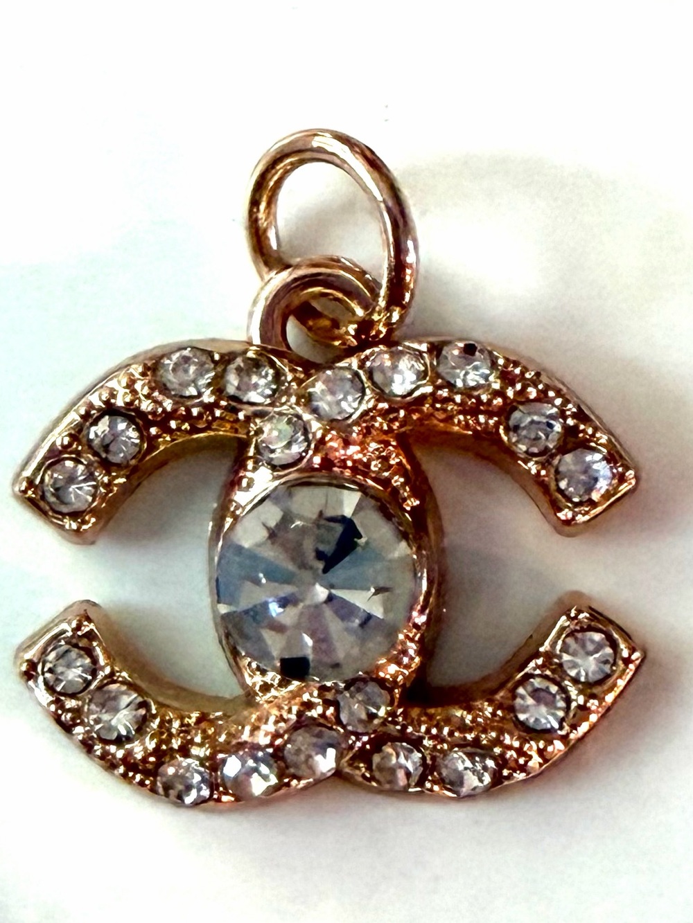 Chanel Crystal CC Zipper Pull Charm Pendant